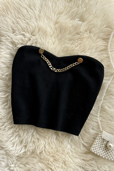 Ženska moderna poprsja sa metalnim elementom - crna boja