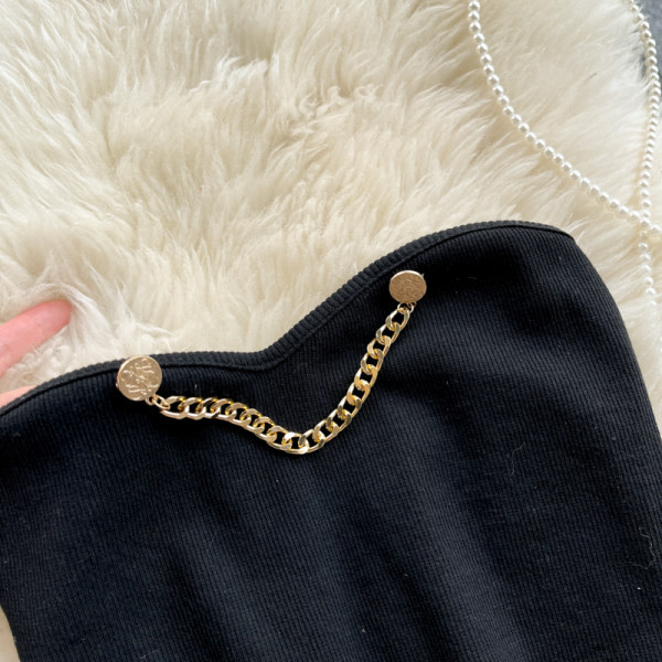 Ženska moderna poprsja sa metalnim elementom - crna boja