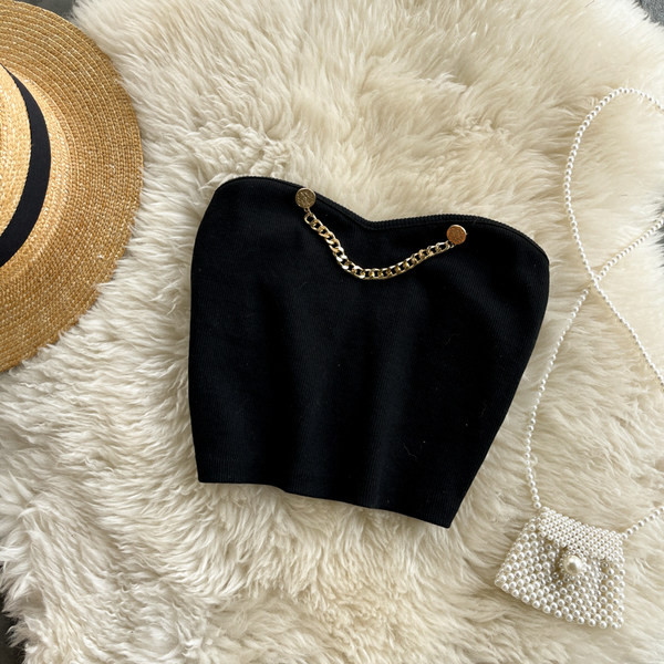 Ženska moderna poprsja sa metalnim elementom - crna boja