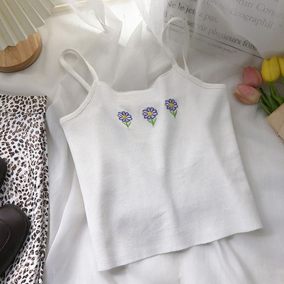 Dnevna majica bez rukava s vezom i tankim naramenicama