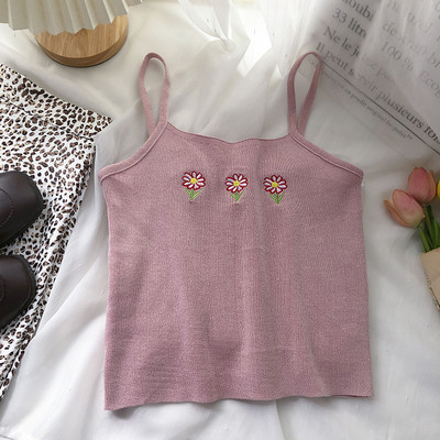 Dnevna majica bez rukava s vezom i tankim naramenicama