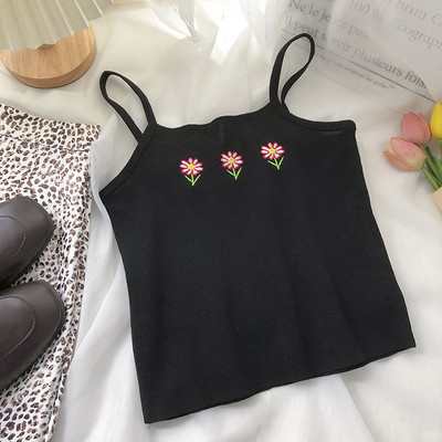 Dnevna majica bez rukava s vezom i tankim naramenicama