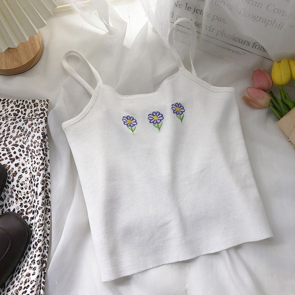 Dnevna majica bez rukava s vezom i tankim naramenicama