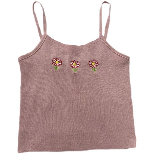 Dnevna majica bez rukava s vezom i tankim naramenicama