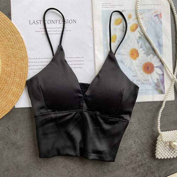 Κομψή γυναικεία μπλούζα με λεπτά λουράκια και ντεκολτέ