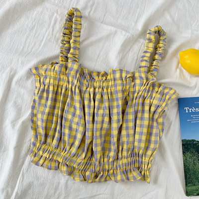 Γυναικεία  αμάνικι μπλούζα καρό σε διάφορα χρώματα