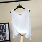 Γυναικεία αμάνικι μπλούζα από σιφόν με λαιμόκοψη