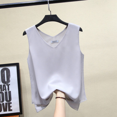 Γυναικεία αμάνικι μπλούζα από σιφόν με λαιμόκοψη