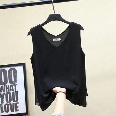 Γυναικεία αμάνικι μπλούζα από σιφόν με λαιμόκοψη