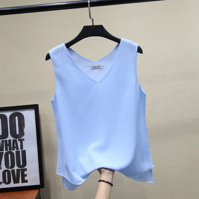 Γυναικεία αμάνικι μπλούζα από σιφόν με λαιμόκοψη