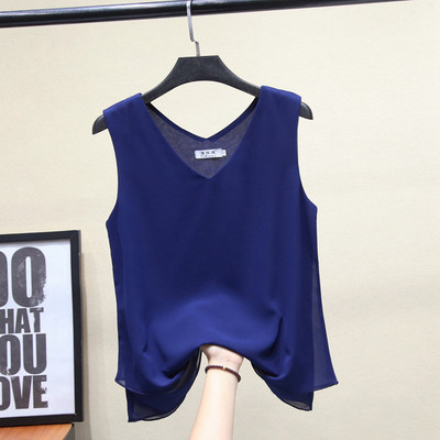 Γυναικεία αμάνικι μπλούζα από σιφόν με λαιμόκοψη