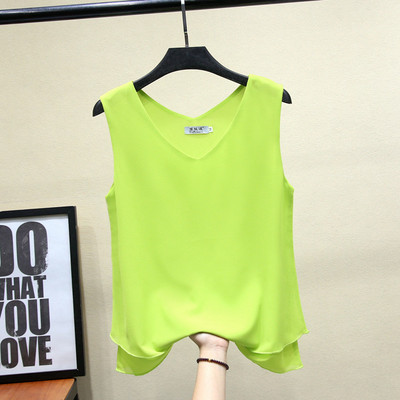 Γυναικεία αμάνικι μπλούζα από σιφόν με λαιμόκοψη