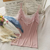 Ženska majica bez rukava sa čipkom i tankim naramenicama u više boja