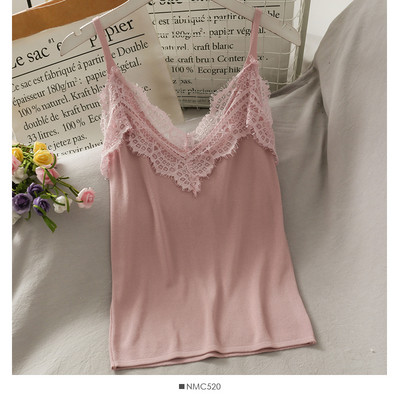 Ženska majica bez rukava sa čipkom i tankim naramenicama u više boja