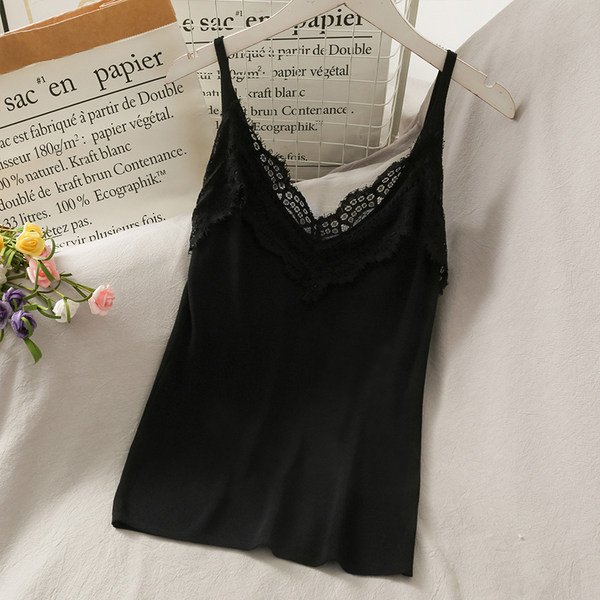 Ženska majica bez rukava sa čipkom i tankim naramenicama u više boja