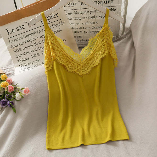 Ženska majica bez rukava sa čipkom i tankim naramenicama u više boja