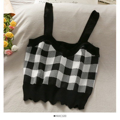 Maieu de damă cu decolteu spitz în alb și negru