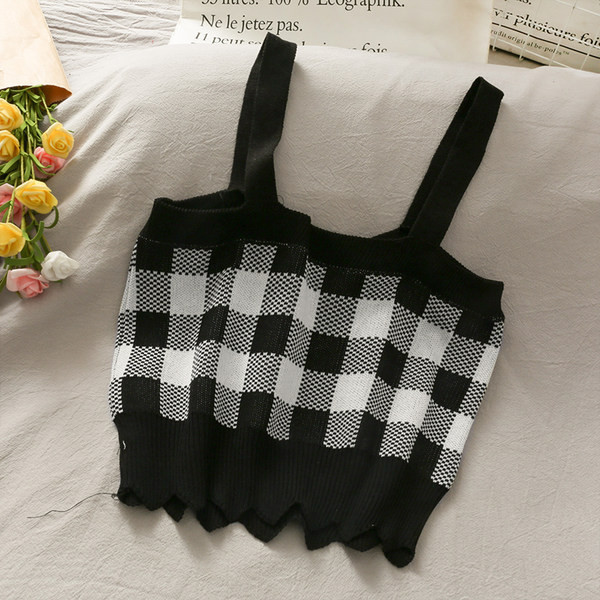 Maieu de damă cu decolteu spitz în alb și negru