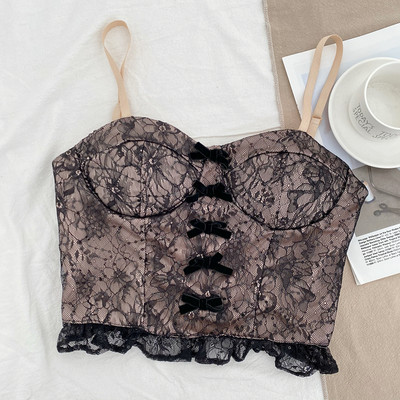 Moderni ženski poprsje s tankim naramenicama i vrpcama