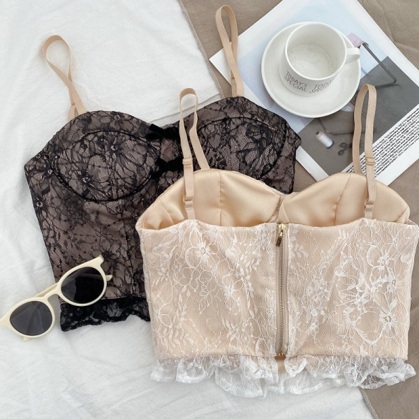 Moderni ženski poprsje s tankim naramenicama i vrpcama