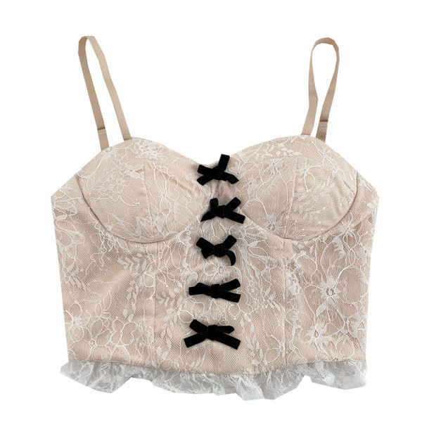 Moderni ženski poprsje s tankim naramenicama i vrpcama