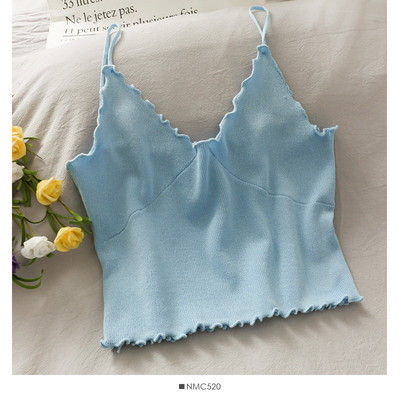 Γυναικεία αμάνικι μπλούζα με βολάν και λεπτά τιραντάκια