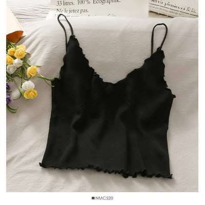 Γυναικεία αμάνικι μπλούζα με βολάν και λεπτά τιραντάκια