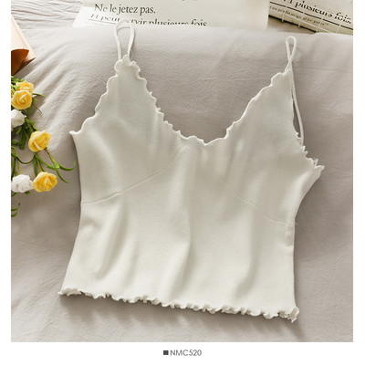 Γυναικεία αμάνικι μπλούζα με βολάν και λεπτά τιραντάκια