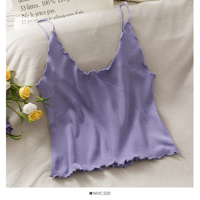 Γυναικεία αμάνικι μπλούζα με βολάν και λεπτά τιραντάκια