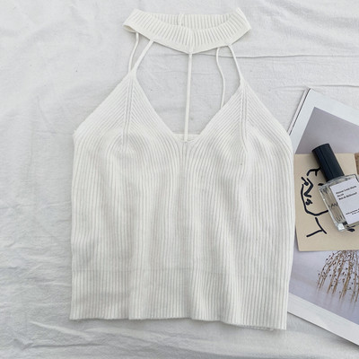 Novi model ženske pletene majice bez rukava sa špic izrezom