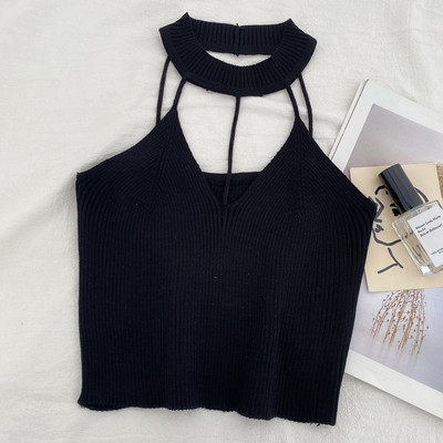 Novi model ženske pletene majice bez rukava sa špic izrezom