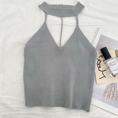 Novi model ženske pletene majice bez rukava sa špic izrezom