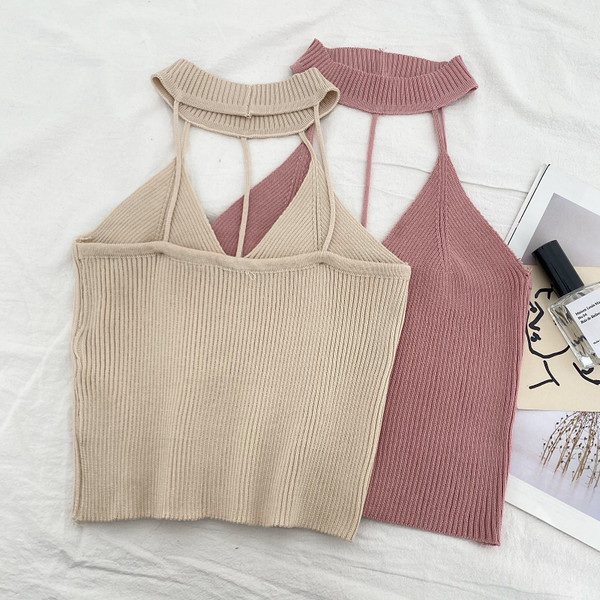 Novi model ženske pletene majice bez rukava sa špic izrezom