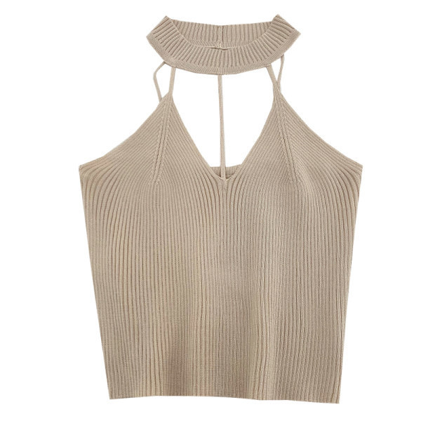 Novi model ženske pletene majice bez rukava sa špic izrezom