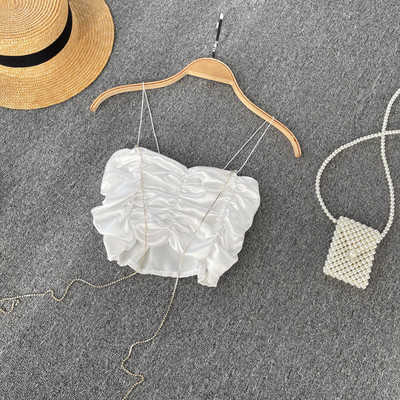 Μοντέρνο γυνικείο αμάνικο κοντό μοντέλο με λεπτά τιραντάκια 