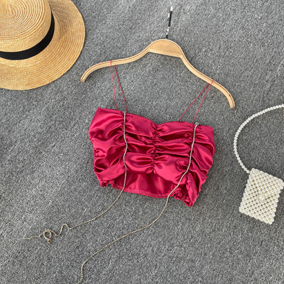 Μοντέρνο γυνικείο αμάνικο κοντό μοντέλο με λεπτά τιραντάκια 