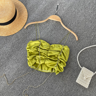 Μοντέρνο γυνικείο αμάνικο κοντό μοντέλο με λεπτά τιραντάκια 