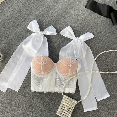 Γυναικείο μοντέρνο μπουστάκι δαντέλα με κορδέλα