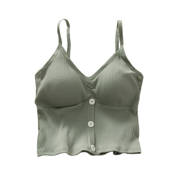 Ženska jednobojna majica bez rukava na dugmad i tanke naramenice