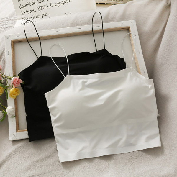 Ženska kratka majica na tanke naramenice u bijeloj i crnoj boji