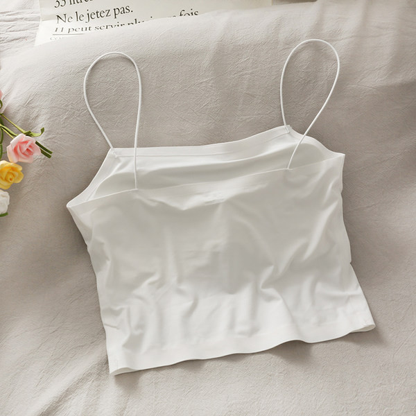 Ženska kratka majica na tanke naramenice u bijeloj i crnoj boji