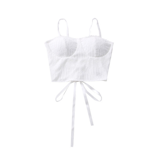 Μοντέρνο γυνικείο δαντεωτό αμάνικο κλασικό μοντέλο με λεπτά τιραντάκια σε λευκό και μαύρο χρώμα