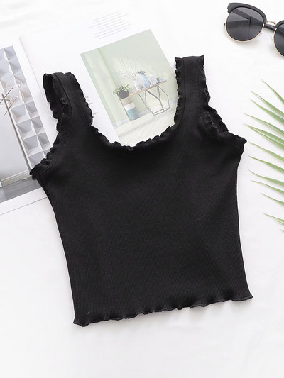 Kratka majica bez rukava s kovrčama za žene