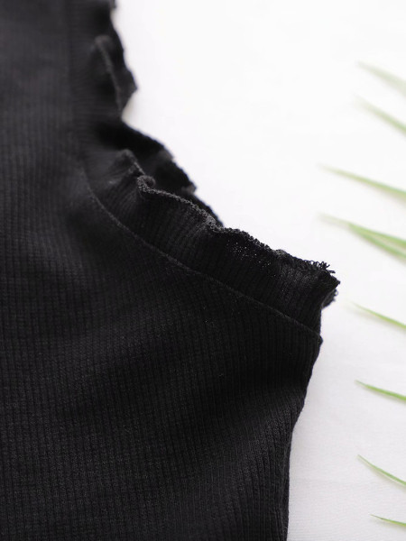 Kratka majica bez rukava s kovrčama za žene