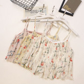 Ženska majica bez rukava s tankim naramenicama i cvjetnim motivima