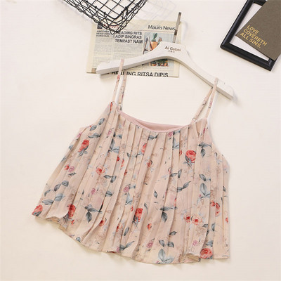 Ženska majica bez rukava s tankim naramenicama i cvjetnim motivima