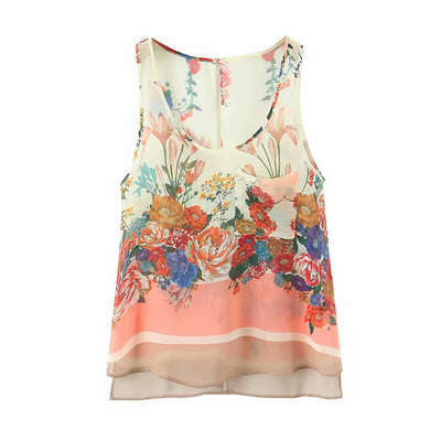 Široki model bez rukava s cvjetnim uzorkom