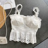 Ženska ljetna majica bez rukava s čipkom - kratki model