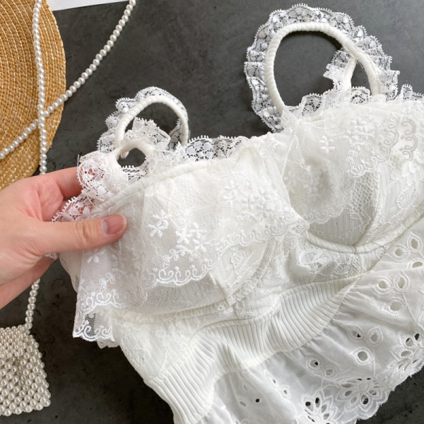 Ženska ljetna majica bez rukava s čipkom - kratki model