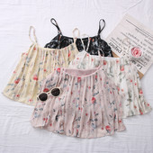 Maieu modern de damă cu model floral și bretele subțiri